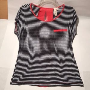 Striped T-Shirt Slightly Open Back